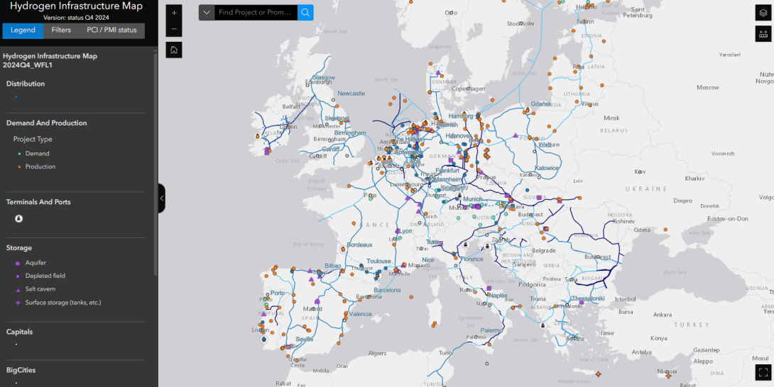 Hydrogen infrastructure map